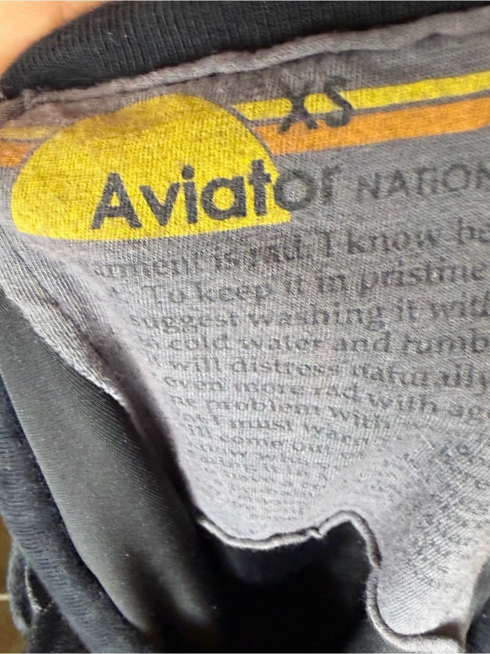 Aviator nation Black Velvet Crewneck with Rainbow Sleeve Stripes, XS - Picture 5 of 6